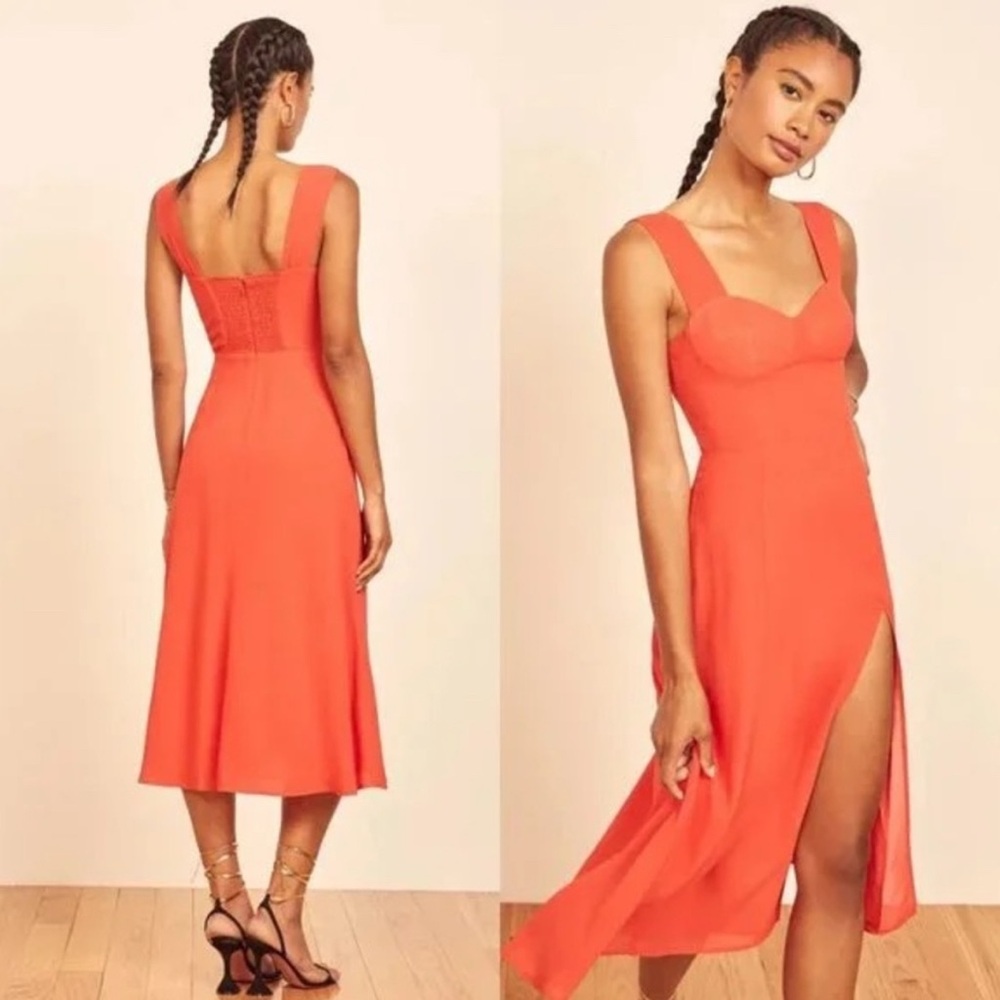 Reformation Orange Midi Dress